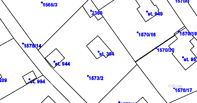 Parcela st. 394 v KÚ Hrusice, Katastrální mapa