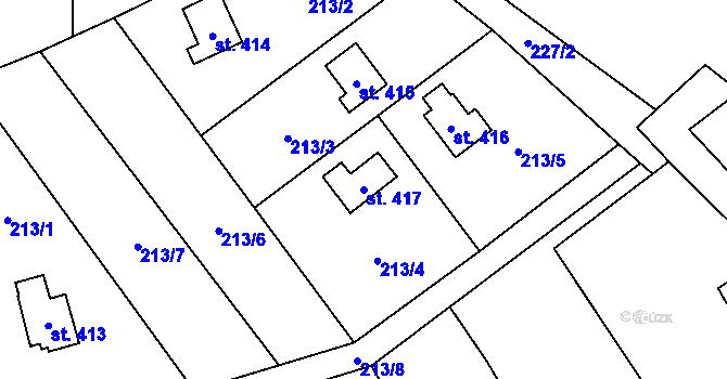Parcela st. 417 v KÚ Hrusice, Katastrální mapa