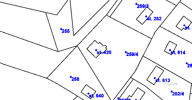 Parcela st. 420 v KÚ Hrusice, Katastrální mapa