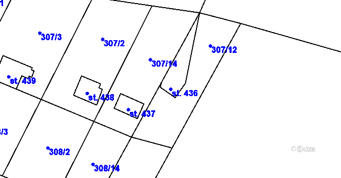 Parcela st. 436 v KÚ Hrusice, Katastrální mapa