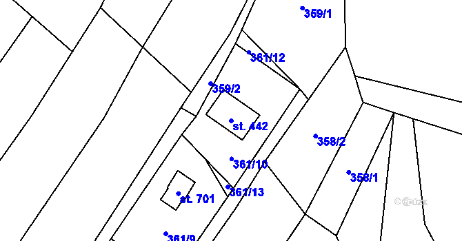 Parcela st. 442 v KÚ Hrusice, Katastrální mapa