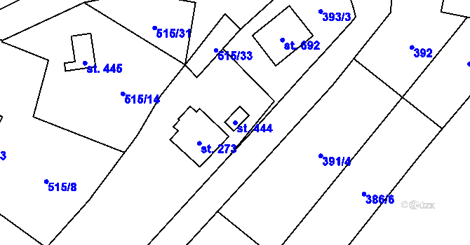 Parcela st. 444 v KÚ Hrusice, Katastrální mapa