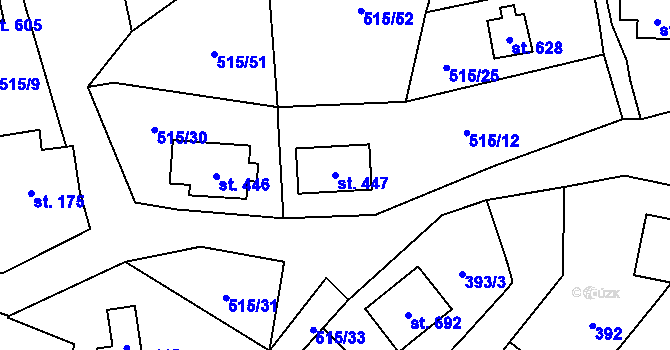 Parcela st. 447 v KÚ Hrusice, Katastrální mapa