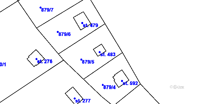 Parcela st. 483 v KÚ Hrusice, Katastrální mapa