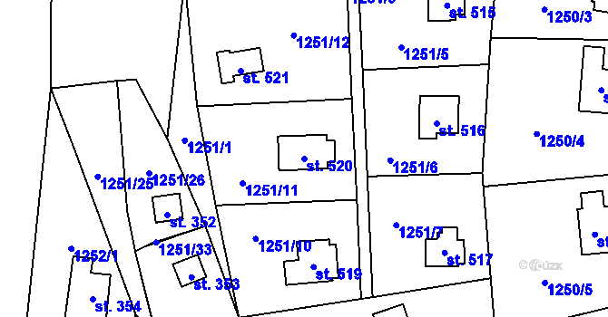 Parcela st. 520 v KÚ Hrusice, Katastrální mapa