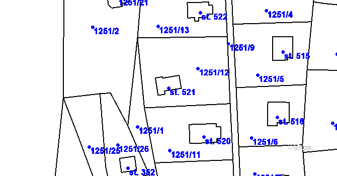Parcela st. 521 v KÚ Hrusice, Katastrální mapa