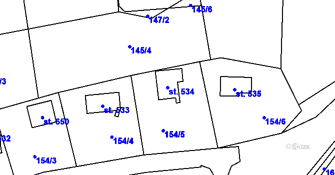 Parcela st. 534 v KÚ Hrusice, Katastrální mapa