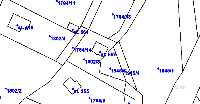 Parcela st. 562 v KÚ Hrusice, Katastrální mapa