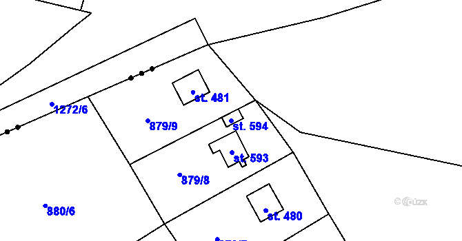Parcela st. 594 v KÚ Hrusice, Katastrální mapa