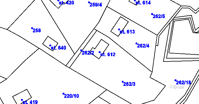 Parcela st. 612 v KÚ Hrusice, Katastrální mapa