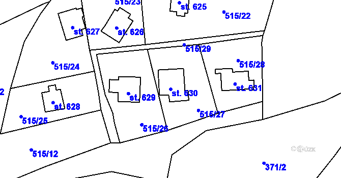 Parcela st. 630 v KÚ Hrusice, Katastrální mapa