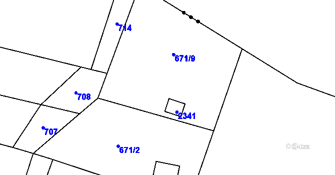 Parcela st. 664 v KÚ Hrusice, Katastrální mapa