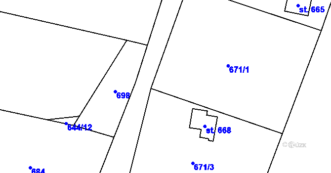 Parcela st. 667 v KÚ Hrusice, Katastrální mapa