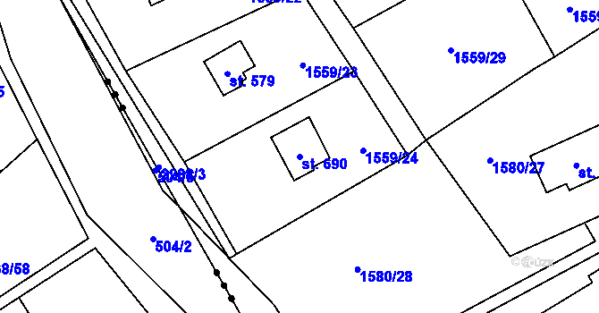 Parcela st. 690 v KÚ Hrusice, Katastrální mapa