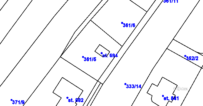 Parcela st. 694 v KÚ Hrusice, Katastrální mapa