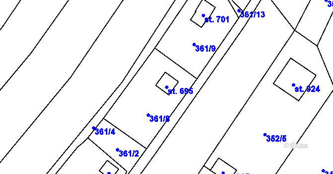 Parcela st. 695 v KÚ Hrusice, Katastrální mapa