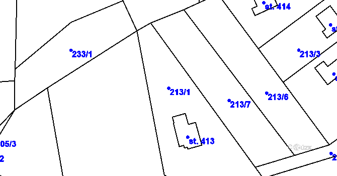 Parcela st. 213/1 v KÚ Hrusice, Katastrální mapa