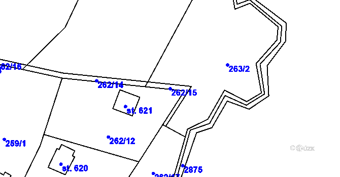 Parcela st. 262/15 v KÚ Hrusice, Katastrální mapa