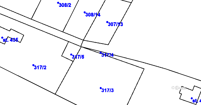 Parcela st. 317/4 v KÚ Hrusice, Katastrální mapa