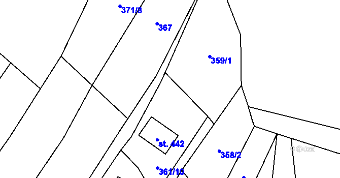 Parcela st. 361/12 v KÚ Hrusice, Katastrální mapa