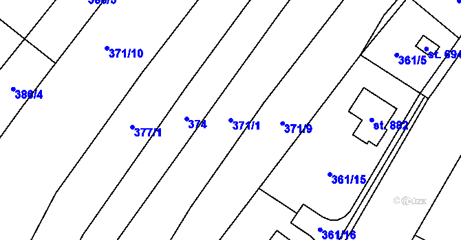 Parcela st. 371/1 v KÚ Hrusice, Katastrální mapa