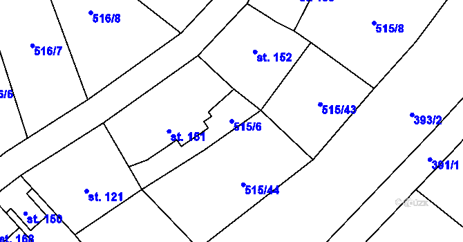 Parcela st. 515/6 v KÚ Hrusice, Katastrální mapa