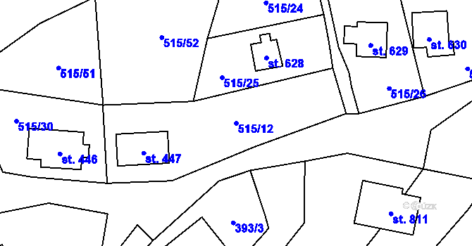 Parcela st. 515/12 v KÚ Hrusice, Katastrální mapa