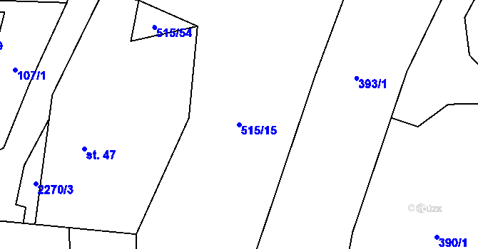 Parcela st. 515/15 v KÚ Hrusice, Katastrální mapa
