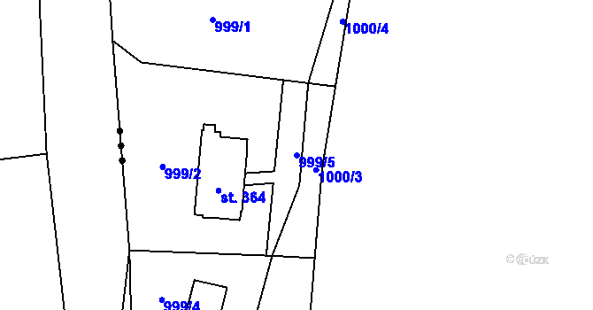 Parcela st. 999/5 v KÚ Hrusice, Katastrální mapa