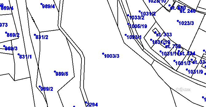 Parcela st. 1003/3 v KÚ Hrusice, Katastrální mapa