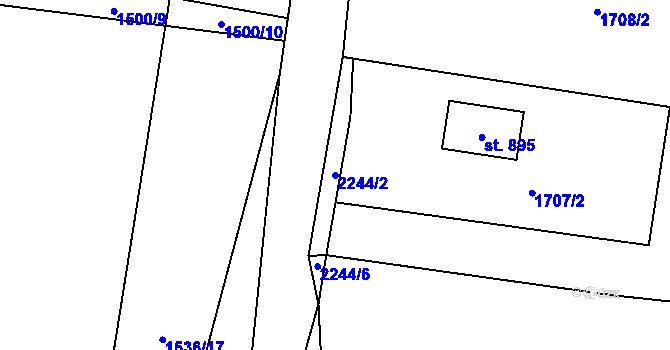 Parcela st. 2244/2 v KÚ Hrusice, Katastrální mapa