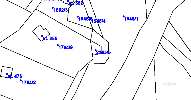Parcela st. 2283/5 v KÚ Hrusice, Katastrální mapa