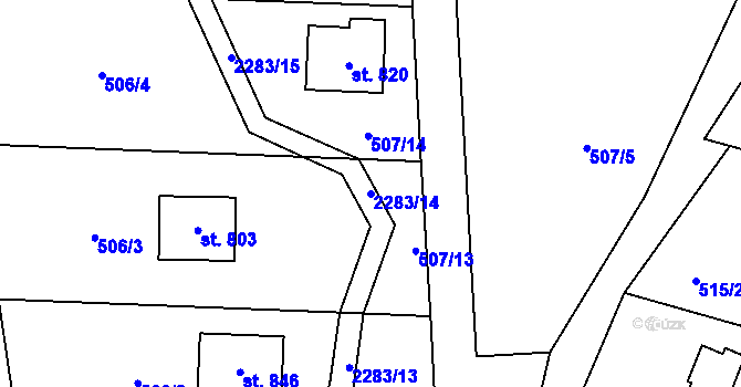 Parcela st. 2283/14 v KÚ Hrusice, Katastrální mapa