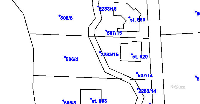 Parcela st. 2283/15 v KÚ Hrusice, Katastrální mapa