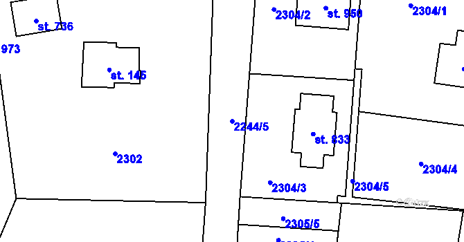 Parcela st. 2244/5 v KÚ Hrusice, Katastrální mapa