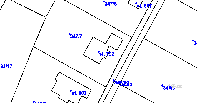 Parcela st. 792 v KÚ Hrusice, Katastrální mapa