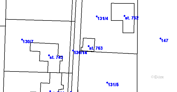 Parcela st. 763 v KÚ Hrusice, Katastrální mapa