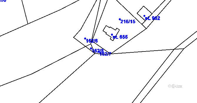 Parcela st. 162/7 v KÚ Hrusice, Katastrální mapa