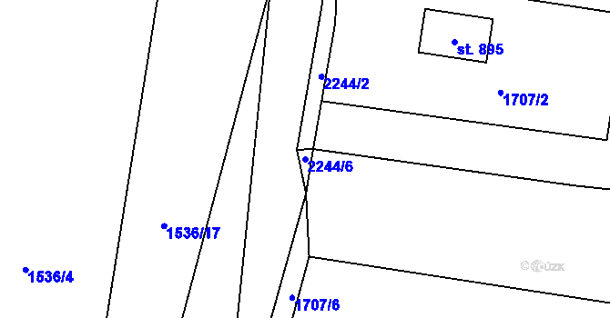 Parcela st. 2244/6 v KÚ Hrusice, Katastrální mapa