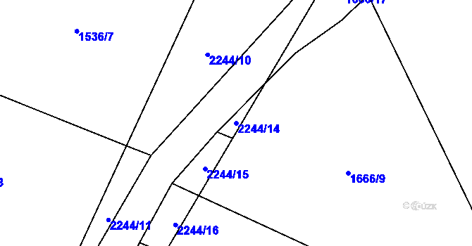 Parcela st. 2244/14 v KÚ Hrusice, Katastrální mapa