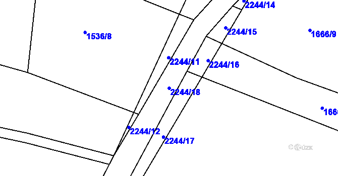 Parcela st. 2244/18 v KÚ Hrusice, Katastrální mapa