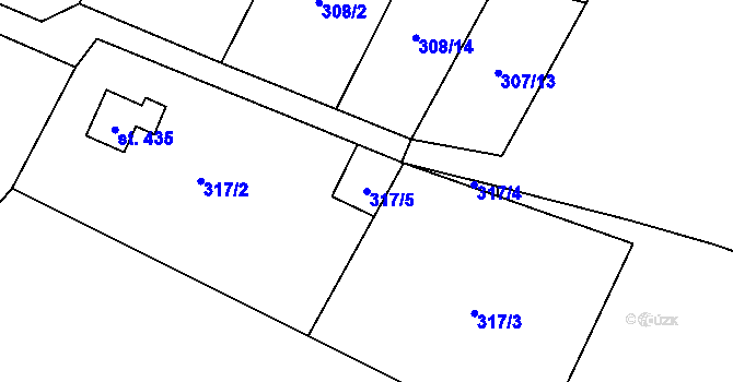 Parcela st. 317/5 v KÚ Hrusice, Katastrální mapa