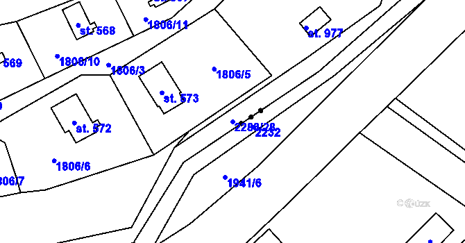 Parcela st. 2283/28 v KÚ Hrusice, Katastrální mapa