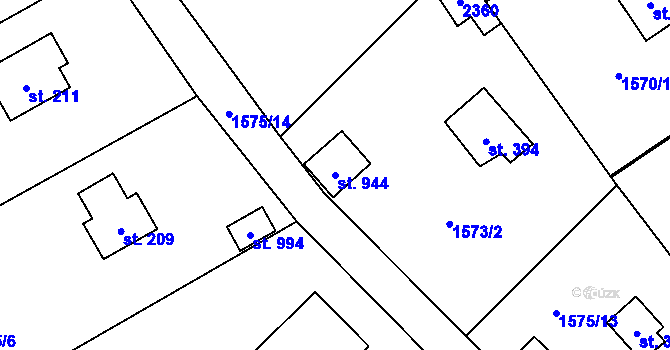 Parcela st. 944 v KÚ Hrusice, Katastrální mapa