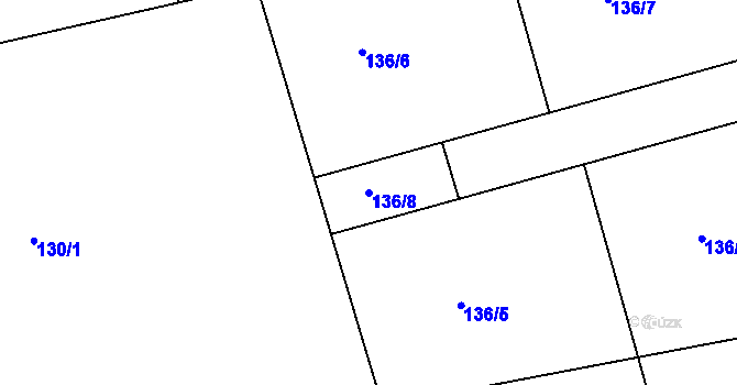 Parcela st. 136/8 v KÚ Hrusice, Katastrální mapa