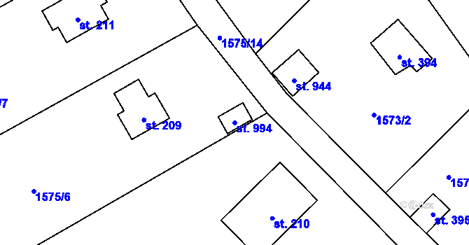 Parcela st. 994 v KÚ Hrusice, Katastrální mapa