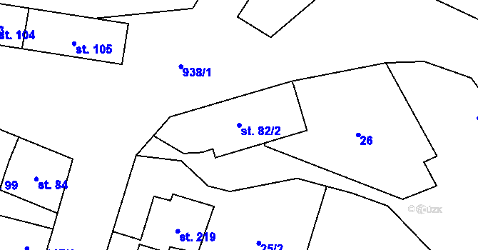 Parcela st. 82/2 v KÚ Hruška, Katastrální mapa