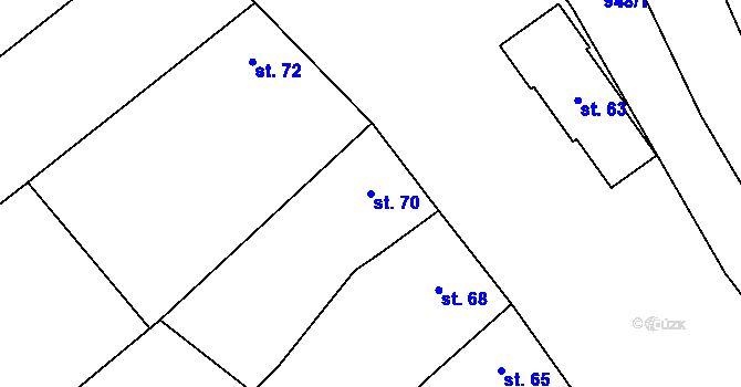 Parcela st. 70 v KÚ Hruška, Katastrální mapa