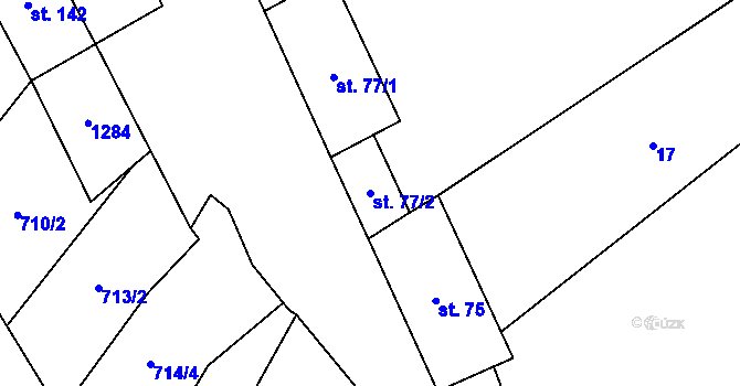 Parcela st. 77/2 v KÚ Hruška, Katastrální mapa