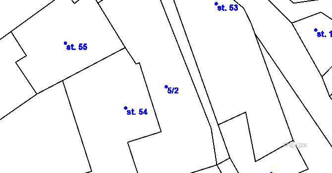 Parcela st. 5/2 v KÚ Hruška, Katastrální mapa